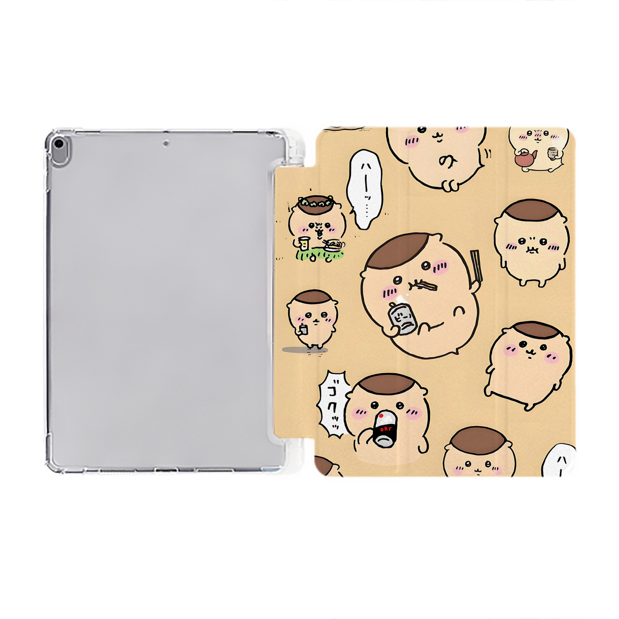 （画像用） ちいかわ Chii-kawa IPad ケース ペン収納付き 三つ折りスタンド PUレザー×シリコン 対応機種9.5/10.5/10.9インチ